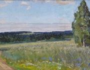Ржаное поле. картон, масло 
