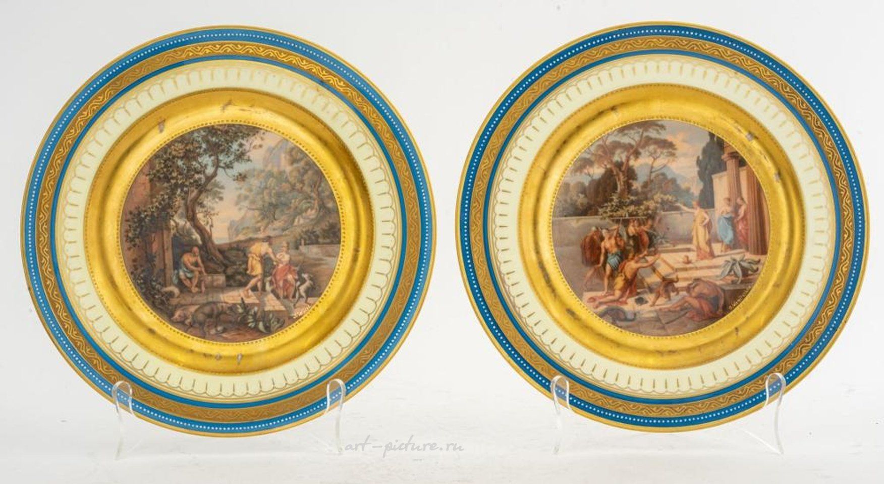 Royal Vienna , Фарфоровая тарелка "Одиссей и Телемах" в королевском венском наборе