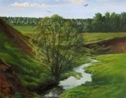 Вид на речку масло, холст