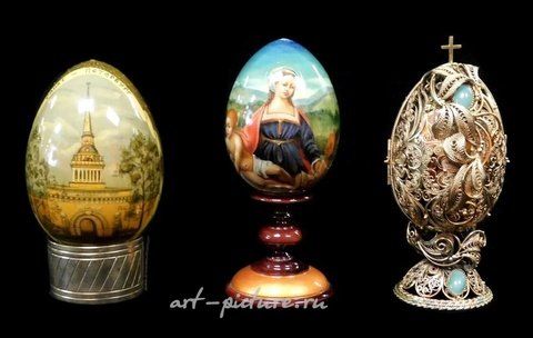 Russian silver, Russian jeweled cloisonne and silver covered egg, in two parts...