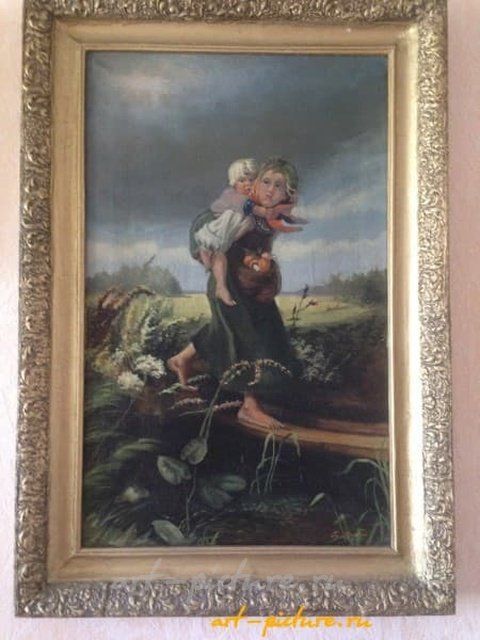 Дети бегущие от грозы масло, холст