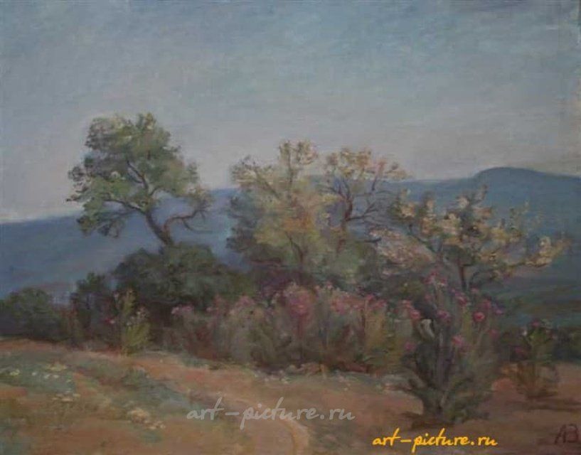 Цветет татарник. Холст, масло. 51 х 65 см