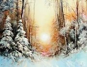 Зимнее солнце масло,холст