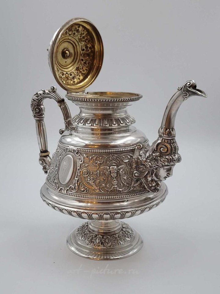 Russian silver , 19TH C. IMPERIAL RUSSIAN STERLING SILVER 84 TEA SET, 3,300 G...