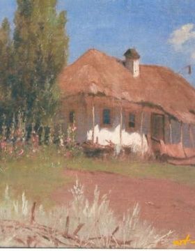 купить Украинская хатка. Холст на фанере. 35,5 х 53,5 см.