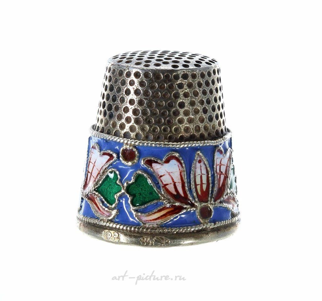 Русское серебро , Русский серебряный позолоченный перегородчатый наперсток