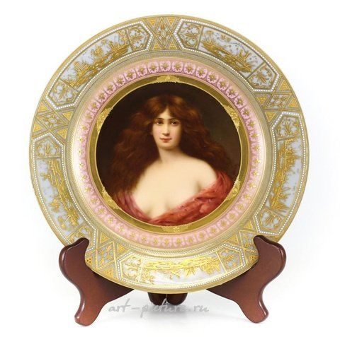 Royal Vienna, Королевская венская кабинетная тарелка с росписью вручную, подписанная Р. Верлих. C1890.
