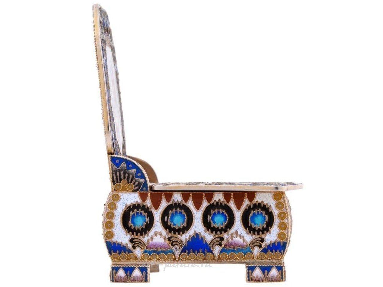 Russian silver , RUSSIAN 84 GILT SILVER ENAMEL SALT CELLAR THRONE