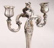 Русская серебряная двухветвевая канделябра