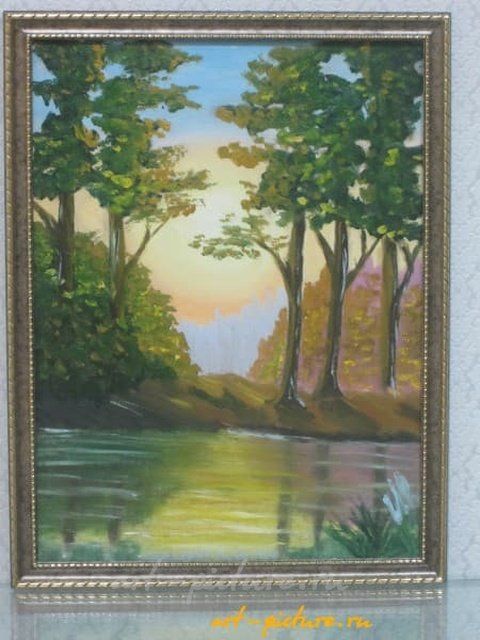 Сосны на закате холст, масло