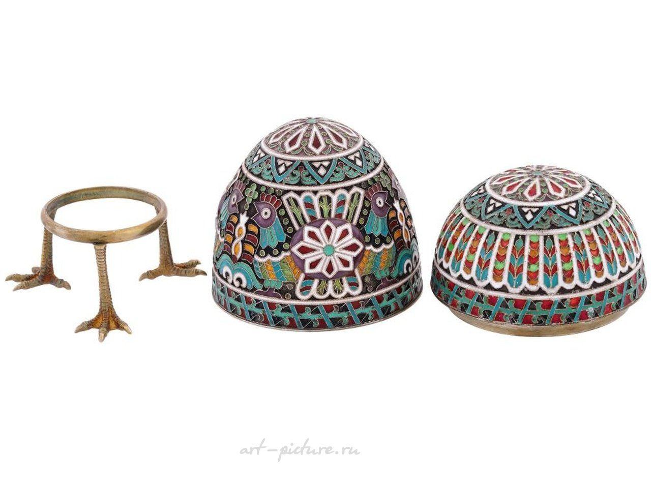 Russian silver , RUSSIAN GILT SILVER ENAMEL AMETHYST EGG CASKET