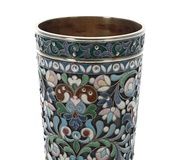 Русская серебряная позолоченная и кованая ковш Хлебникова, украшенный...