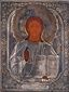 ANTIQUE RUSSIAN ORTHODOX CHRIST ICON SILVER OKLAD