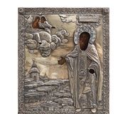 Религиозная икона на дереве с позолоченным серебром от Ивана Губкина