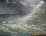 Море.Шторм масло оргалит 