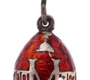 Серебряное яйцо с эмалью в красном цвете, русская серебряная 88 пробы