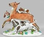 купить Охотничья группа из фарфора с ротвейлером и собаками