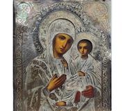 Антикварная русская серебряная икона XIX века