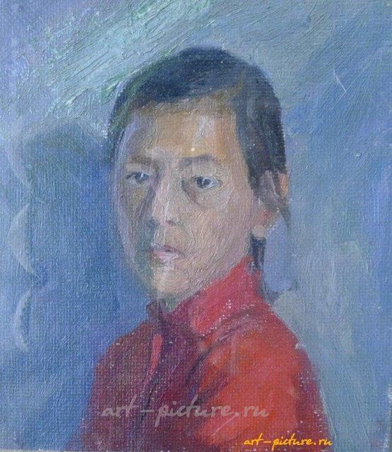 Японка. Картон, масло. 28 х 21 см.