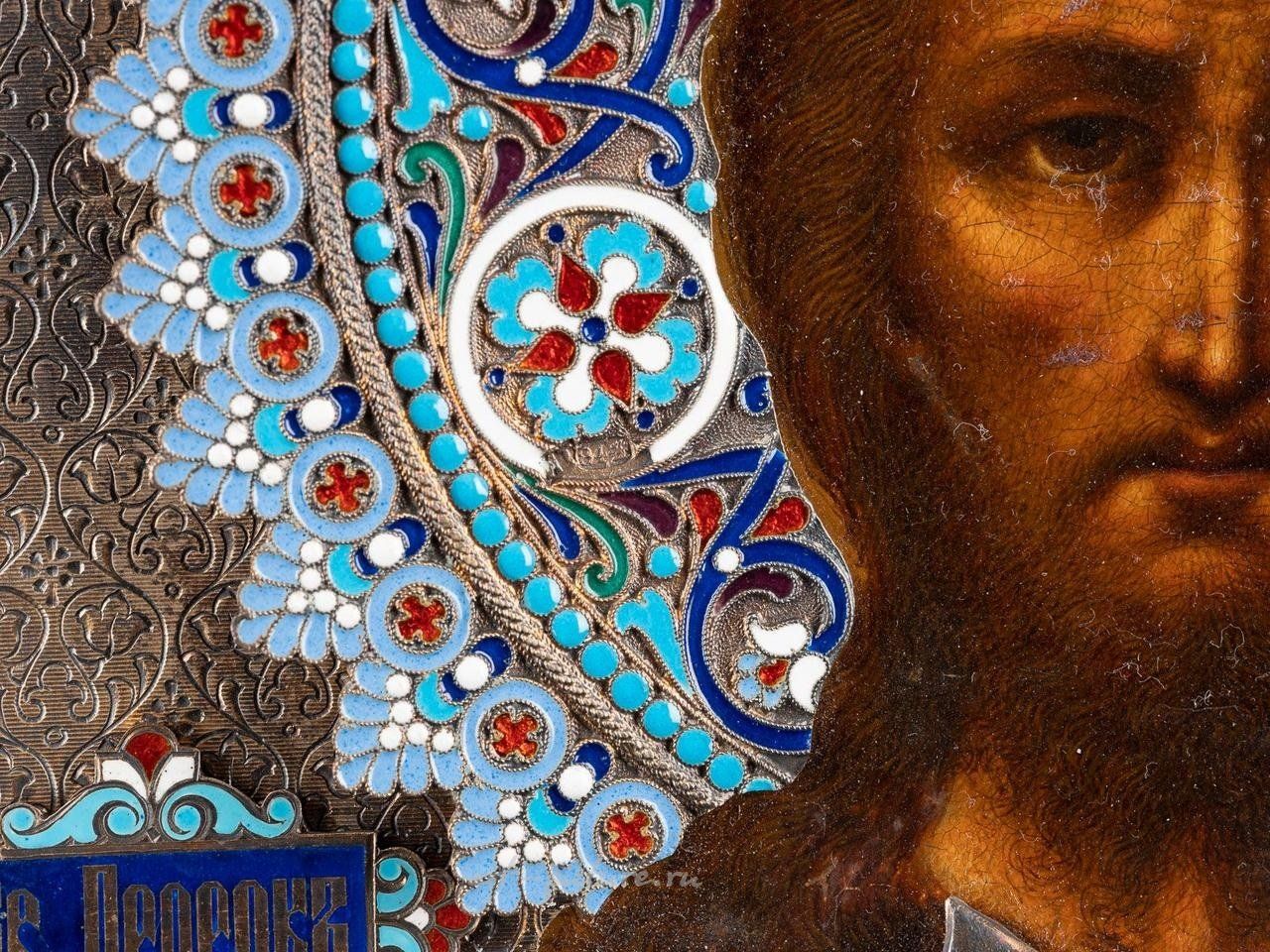 Русское серебро , Икона святого Иоанна Предтечи с серебряно-золоченым оформлением