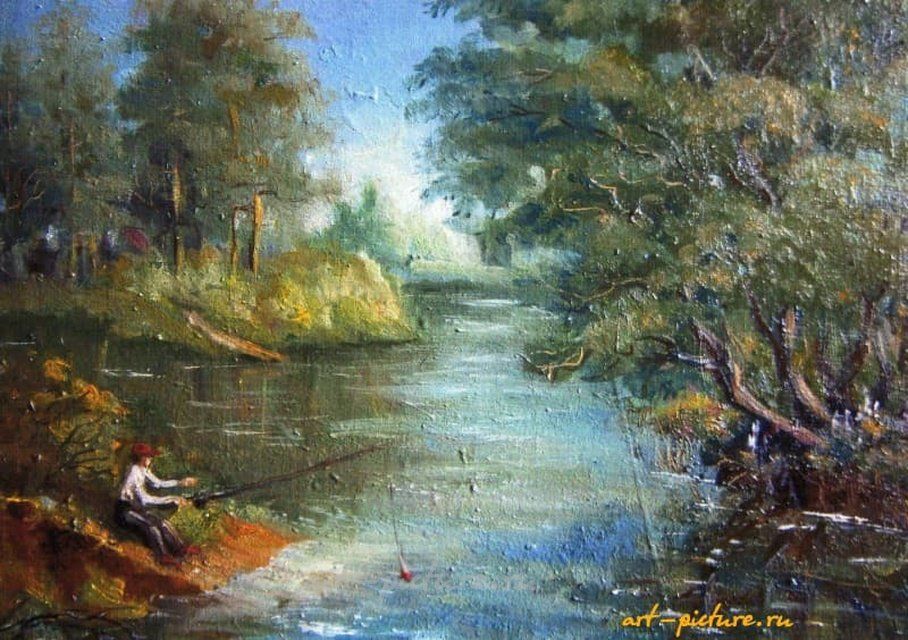 Рыбалка холст масло