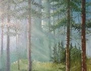 утренний лес холст масло 