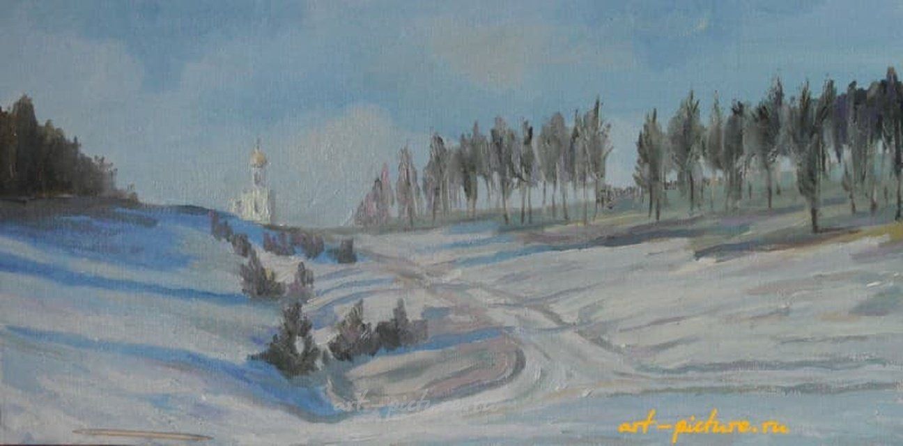 Зимний пейзаж Холст на картоне, масло