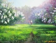 Прогулка весной Масло , холст 