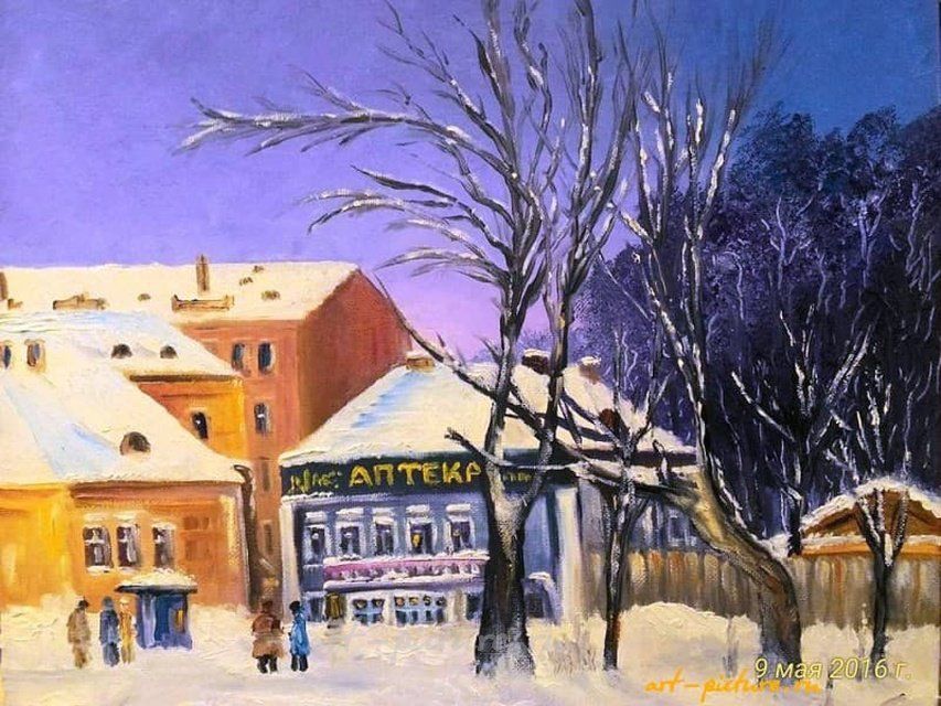 Переулки масло, холст на картоне