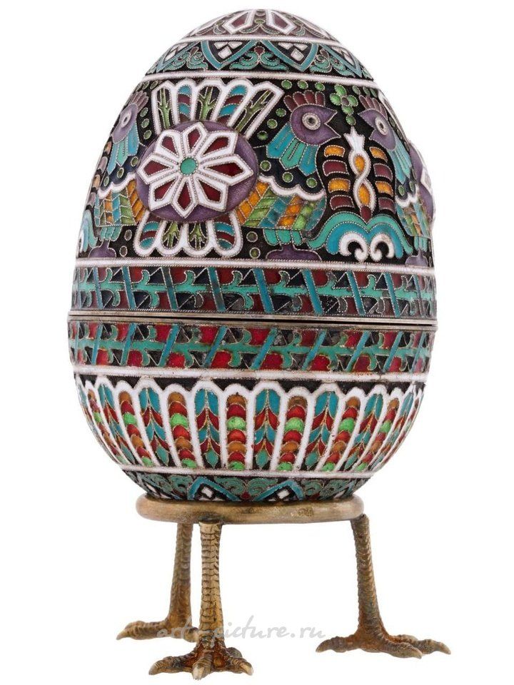 Russian silver , RUSSIAN GILT SILVER ENAMEL AMETHYST EGG CASKET