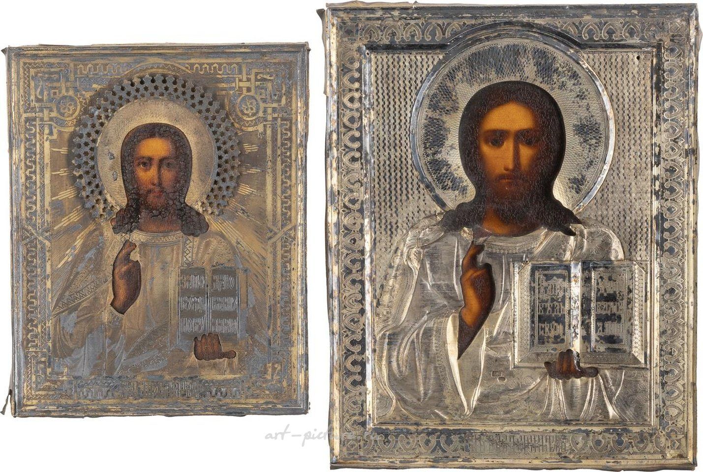 Russian silver , TWO SMALL-SIZED ICONS WITH THE MOTHER OF GOD OF KAZAN (K...