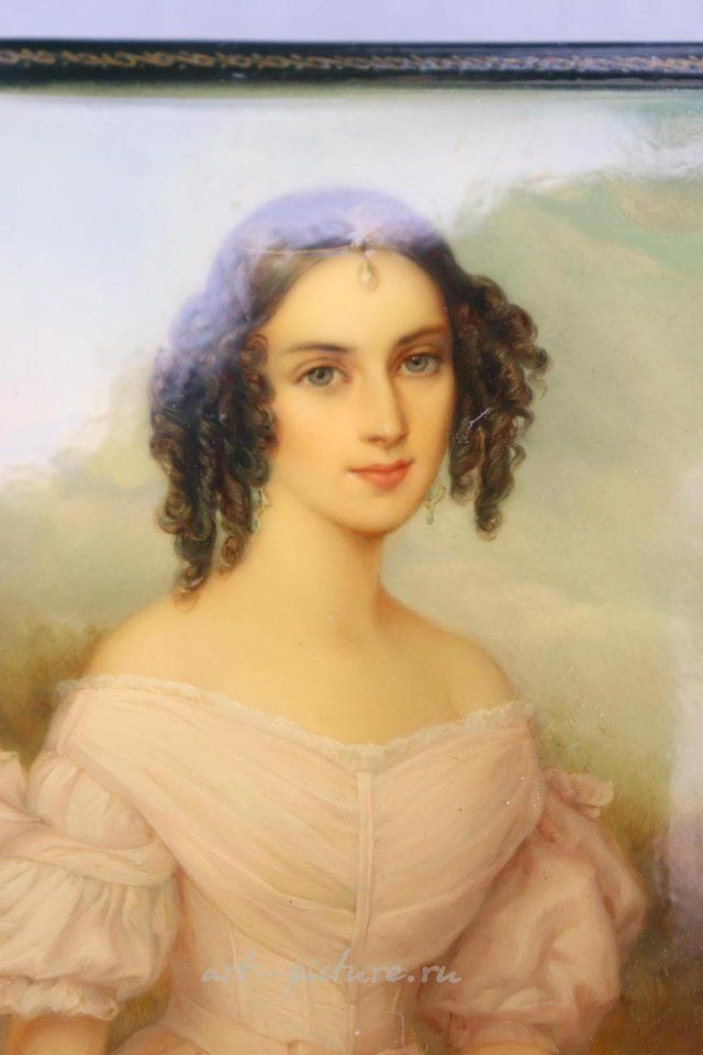 Русское серебро , Наталья Пушкина-Гончарова (1812-1863), русская лаковая миниатюра Федоскино