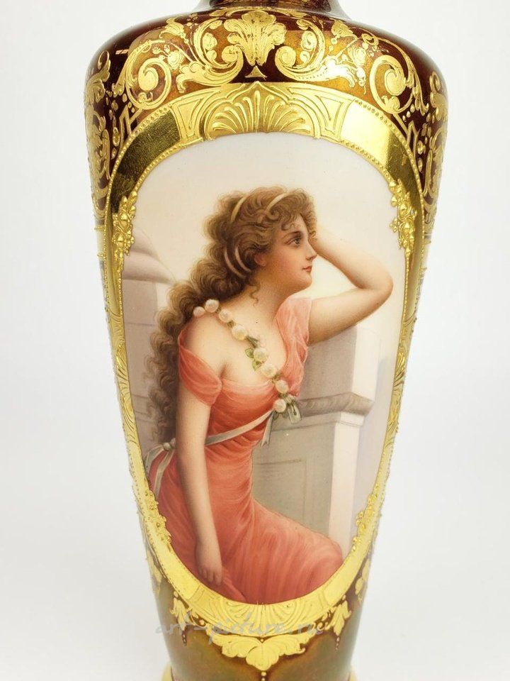 Royal Vienna Porcelain , 19th C. Royal Vienna Vase Signed Wagner