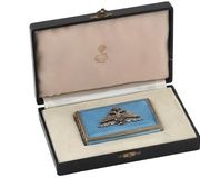 Серебряный чехол для сигарет с эмалью и бриллиантами