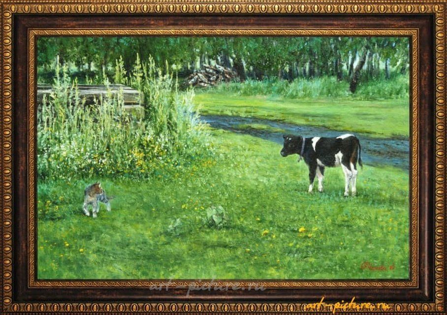 Соседи масло, холст на двп