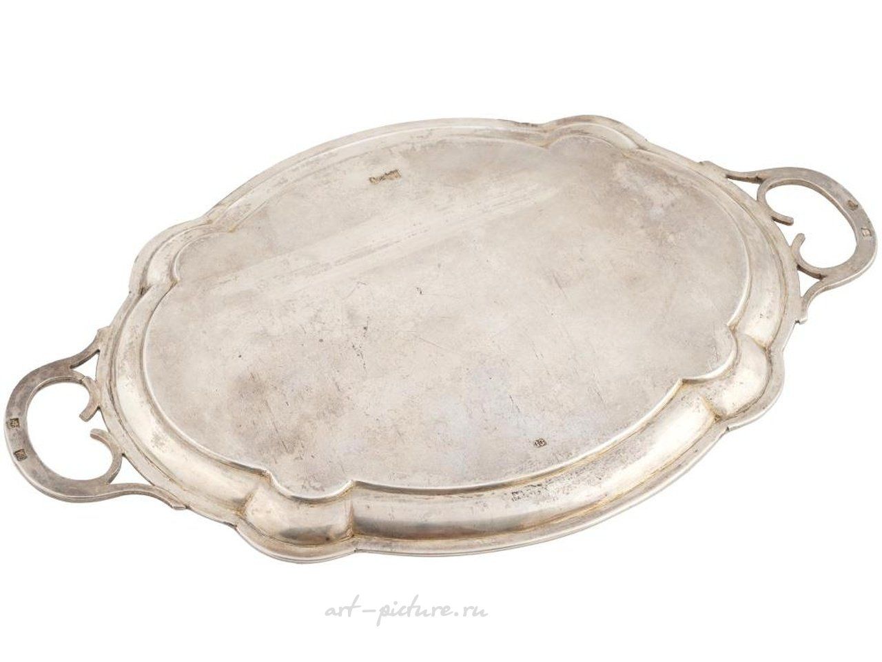 Russian silver , IMPERIAL RUSSIAN SILVER SERVING TRAY WITH ENGRAVING