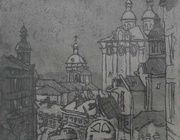 Смоленск. Большая улица. Офорт. 21 х 21 см.