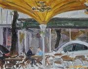 Литва. Вильнюс. Встреча. Картон, масло. 20 х 30 см.