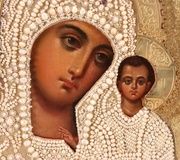 Русская серебряная и эмалевая икона.