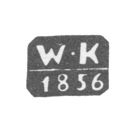 Клеймо неизвестного пробирного мастера Минска - инициалы "W-K" - 1856-1877 гг.