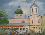 Трапезная холст на картоне масло 
