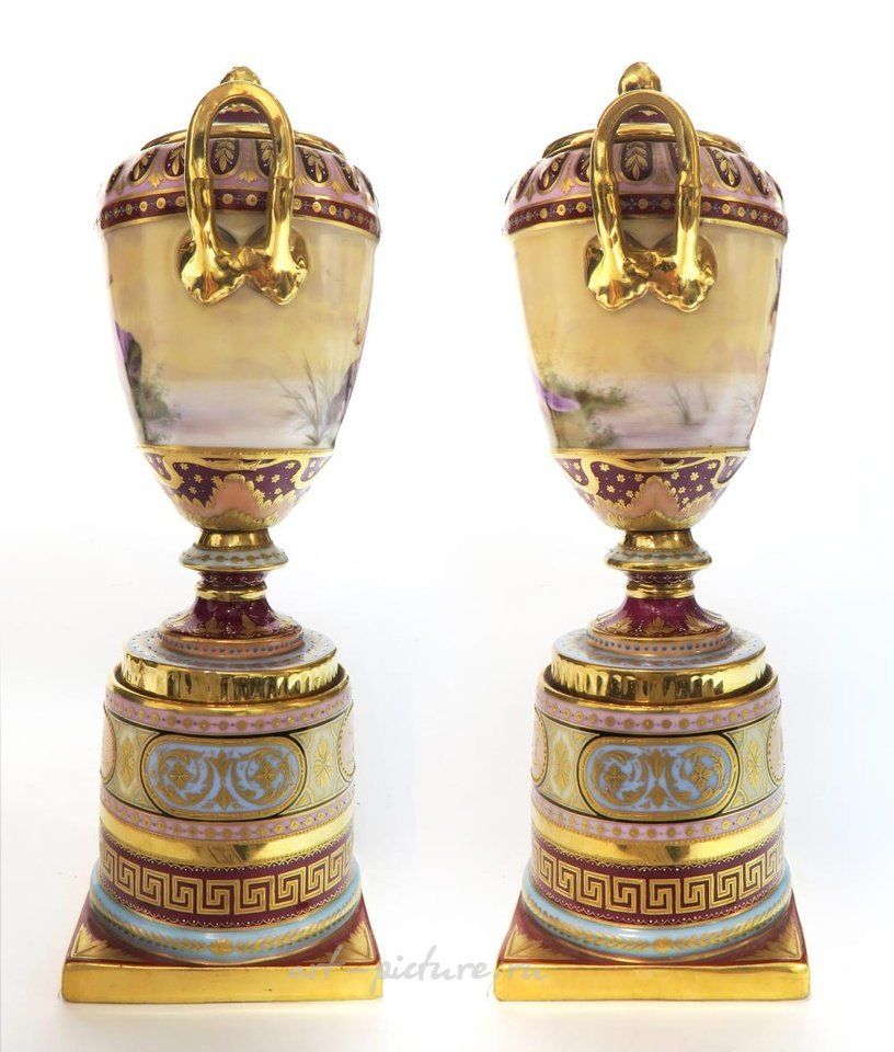 Royal Vienna , Фарфоровые урны/вазы ручной росписи из королевской Вены XIX века