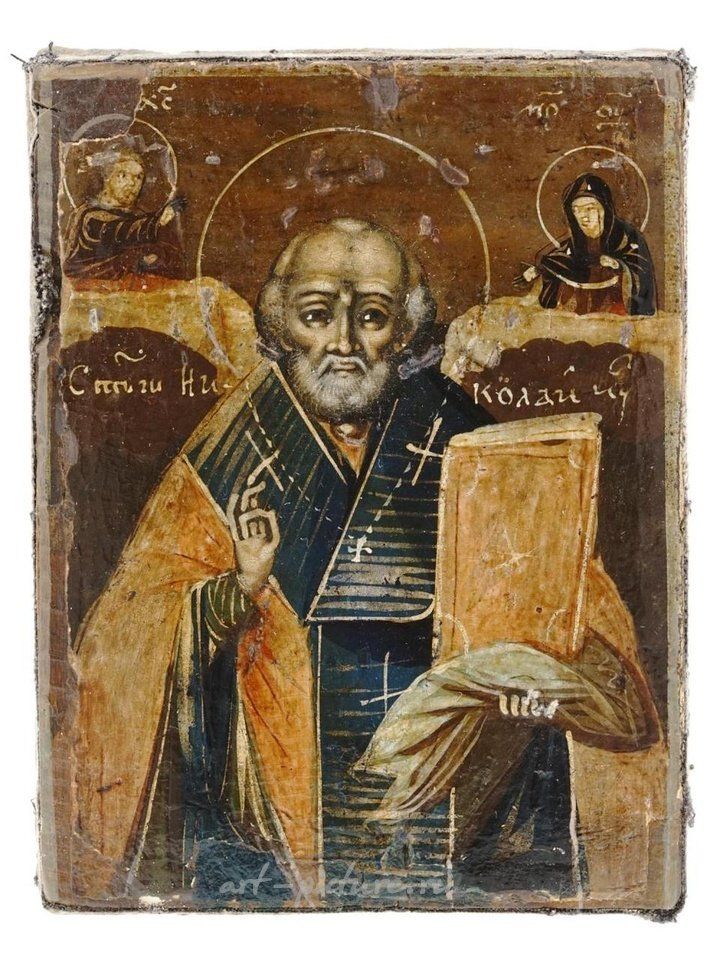 Русское серебро , Икона святого Николая в русском стиле с окладом из 14-каратного золота и серебра