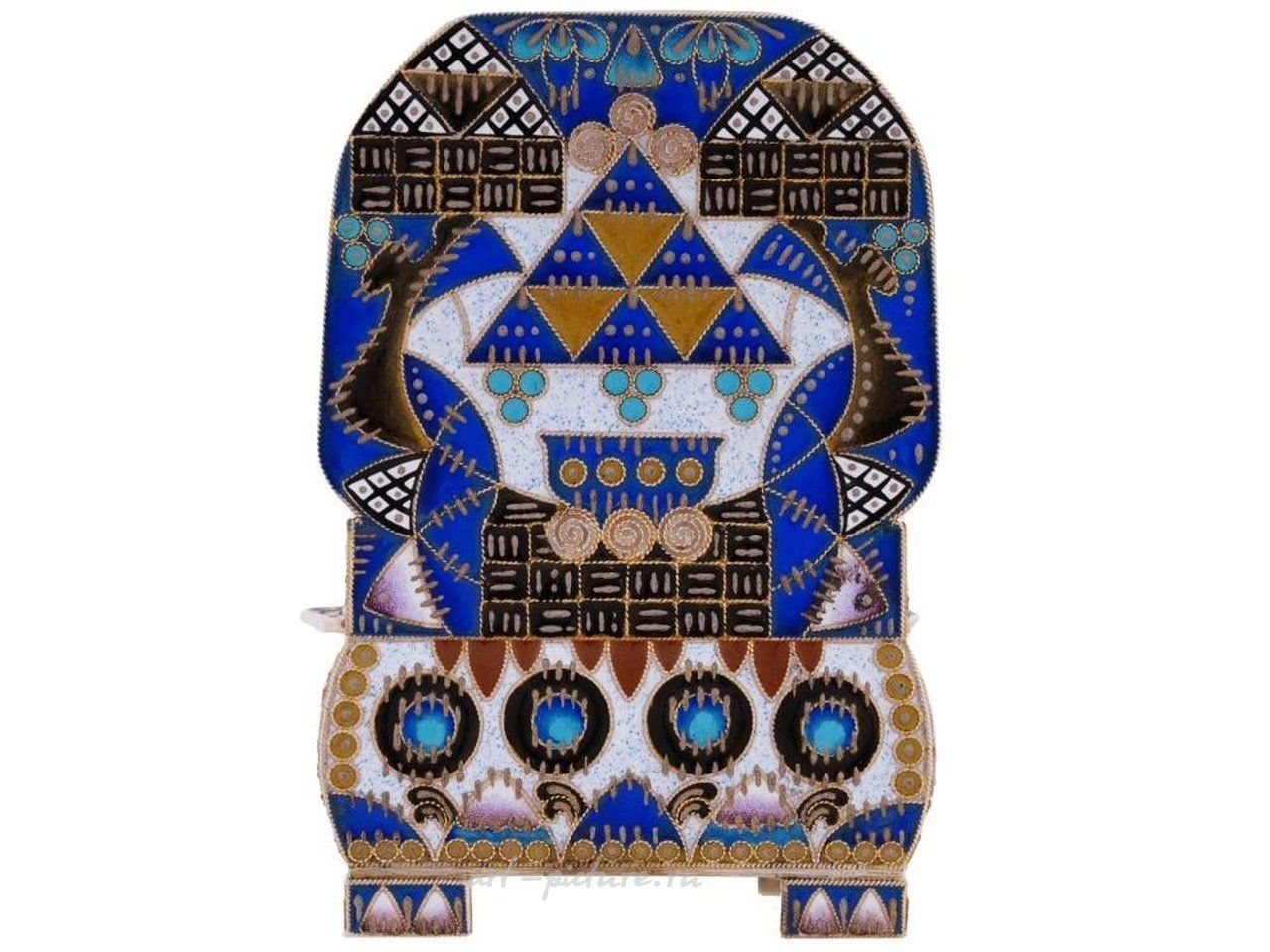 Russian silver , RUSSIAN 84 GILT SILVER ENAMEL SALT CELLAR THRONE