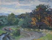 Краски осени. Картон, масло. 40 х 50 см