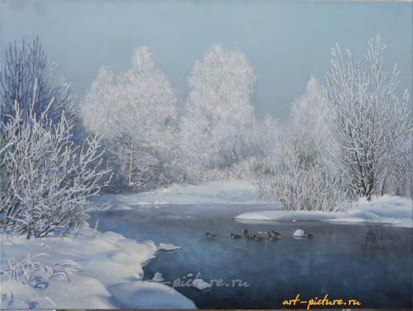Морозный день холст, масло