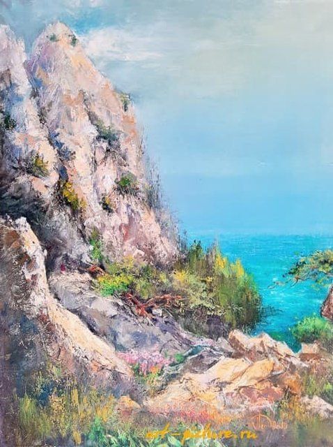 Вода.Небо.Горы. масло,холст