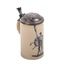 Faience and cast silver beer mug with rower