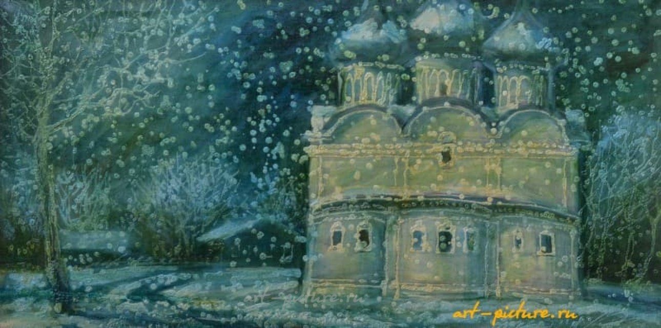 Каргополь. Лунная ночь масло, холст
