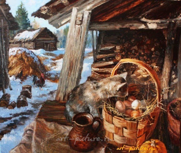 Весна в деревне Залесье. масло, холст